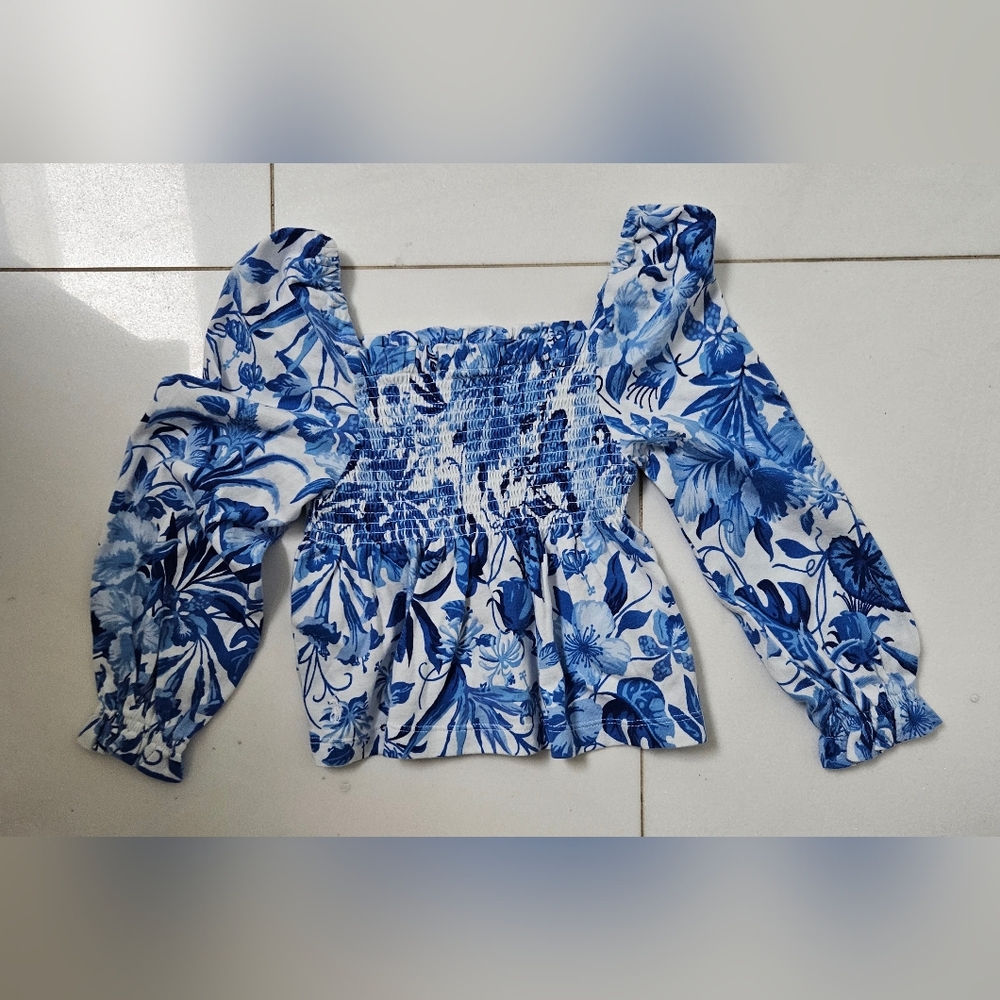 NWT Toddler Ralph Lauren Blue Floral Smocked Top Spring Summer